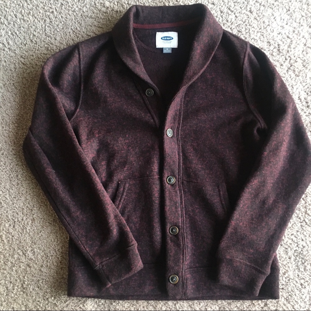 Mens Button Front Old Navy Cardigan- Maroon/Burgundy- Medium